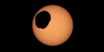 What does a solar eclipse on Mars look like?