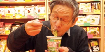 A senior citizen who has been eating noodles daily for thirty years