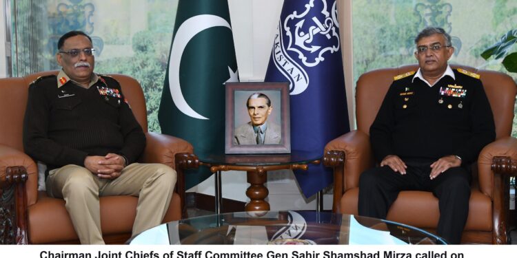 CHAIRMAN JOINT CHIEFS OF STAFF COMMITTEE GENERAL SAHIR SHAMSHAD MIRZA VISITED NHQ