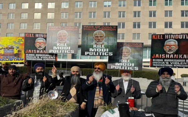 Sikh leaders protest outside US State Department over Indian Foreign Minister's visit to Washington