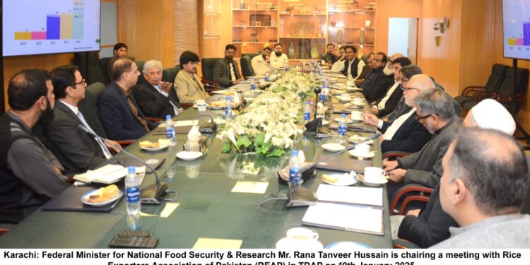 Federal Minister for National Food Security and Research Rana Tanveer Hussain Meets Rice Exporters in Karachi