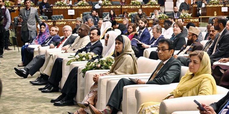 Minister for Federal Education and Professional Training Dr. Khalid Maqbool Siddiqui and Chairman Senate Syed Yousaf Raza Gilani at the closing ceremony of the International Conference for Girl’s Education today on 12th January, 2025
