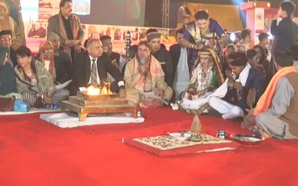 Karachi; More than 100 Hindu couples tied the knot in the annual mass wedding ceremony