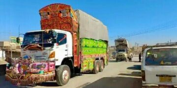 A convoy of 61 vehicles in tight security arrived at Kurram