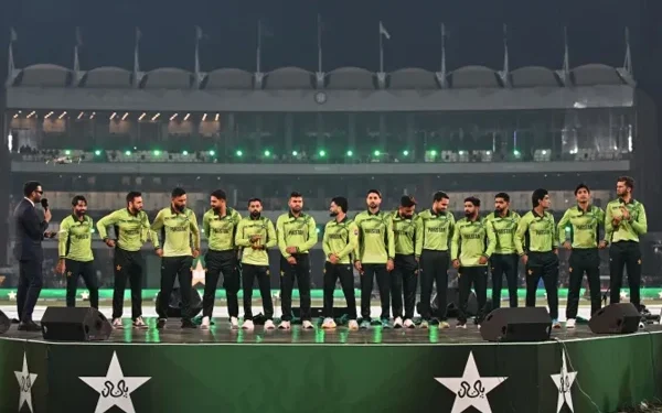 Champions Trophy; A colorful ceremony stage is set in Lahore's Huzuri Park