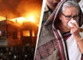 Dhaka: Thousands of protesters set Sheikh Hasina’s ancestral home on fire after vandalizing it