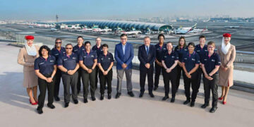 Emirates receives all-women delegation of ICC match officials ahead of ICC Women’s Cricket World Cup 2025.