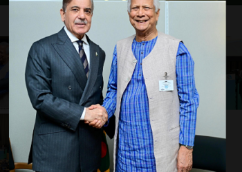 Prime Minister Muhammad Shehbaz Sharif, met H.E. Professor Muhammad Yunus Chief Adviser of the Government of Bangladesh, on the sidelines of 80th session of UNGA in New York.