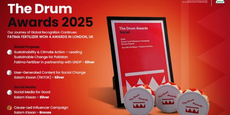 Fatima Fertilizer wins four prestigious awards at The Drum Awards 2025 in London, UK