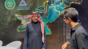 Saudi Arabia’s Industry Minister Bandar Al-Khorayef Visits Pakistan Pavilion at Future Minerals Forum.