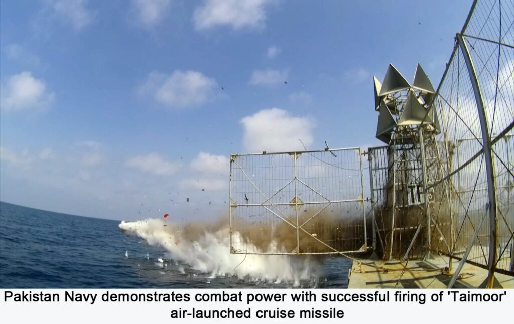 PAKISTAN NAVY DEMONSTRATES COMBAT POWER WITH SUCCESSFUL FIRING OF TAIMOOR AIR-LAUNCHED CRUISE MISSILE.