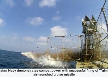 PAKISTAN NAVY DEMONSTRATES COMBAT POWER WITH SUCCESSFUL FIRING OF TAIMOOR AIR-LAUNCHED CRUISE MISSILE.